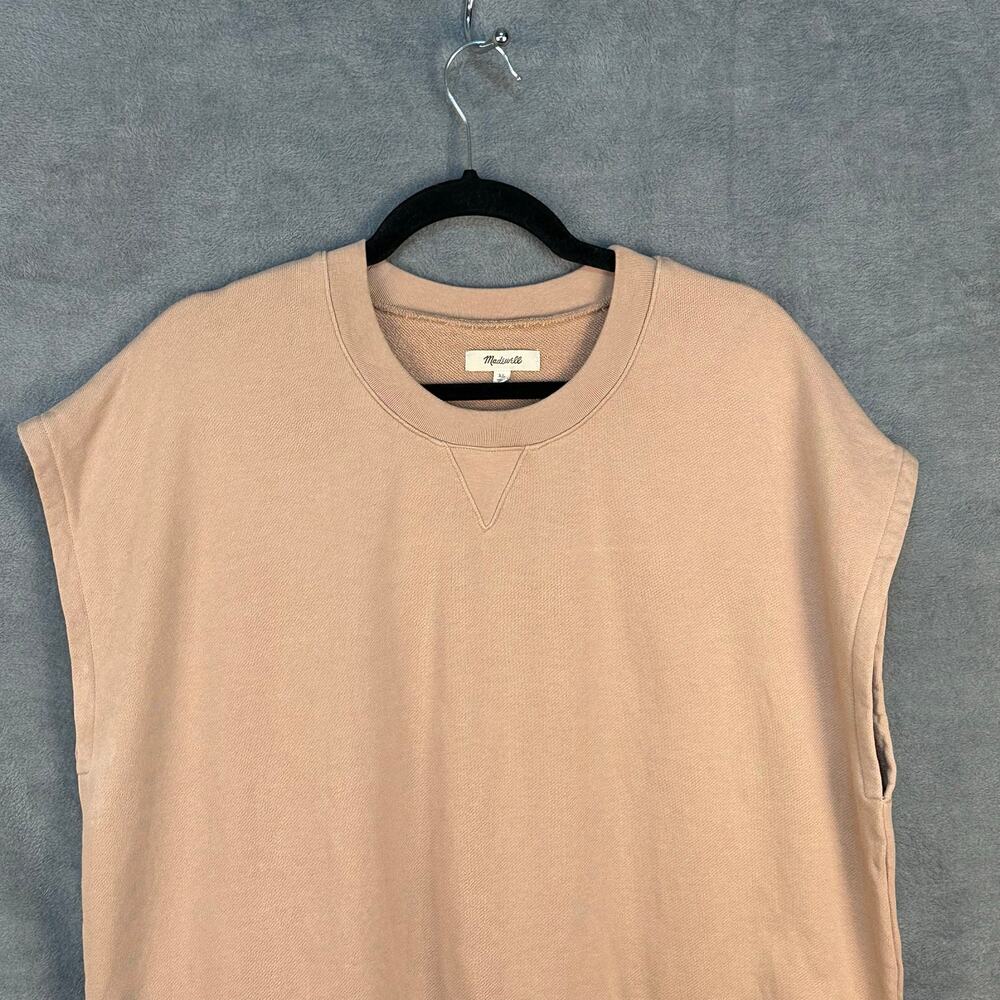 Madewell Top Womens XL Tan Resourced Cotton Short Sleeve Relaxed Sweatshirt - Picture 3 of 14